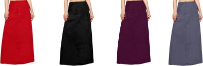 FABMORA COMBO-PTC-4-RED-BLACK-WINE-GREY Pure Cotton Petticoat(Free)