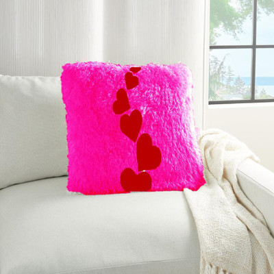 PriMaryHoMe Microfibre Solid Cushion Pack of 1(Dark Pink)