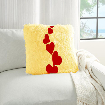 PriMaryHoMe Microfibre Solid Cushion Pack of 1(Yellow, red)