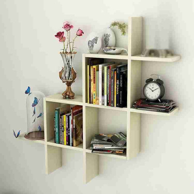 OnlineCraft new plus Wooden Wall Shelf(Number of Shelves - 3, White)