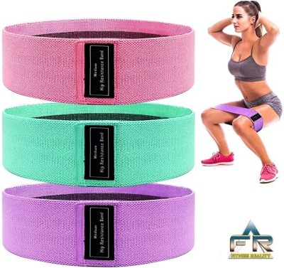 Fitness Reality Resistance Bands for Legs and Butt, Fabric Workout Loop Bands, Set of 3 Resistance Tube(Multicolor)