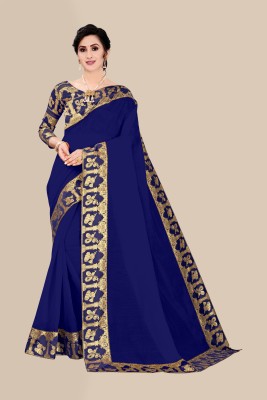 emzo Woven Chanderi Art Silk Saree(Blue)