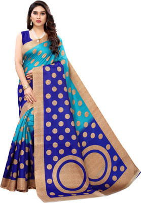 Nirvaan Printed Mysore Art Silk Saree(Blue)