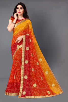 77% OFF on MIRCHI FASHION Printed, Embroidered Bandhani Georgette Saree(Red, Yellow) 77% OFF on MIRCHI FASHION Printed, Embroidered Bandhani Georgette Saree(Red, Yellow)