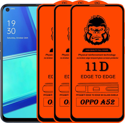 Xester Edge To Edge Tempered Glass for OPPO A52(Pack of 3)