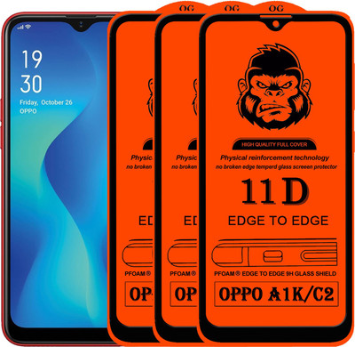 Xester Edge To Edge Tempered Glass for OPPO A1K(Pack of 3)