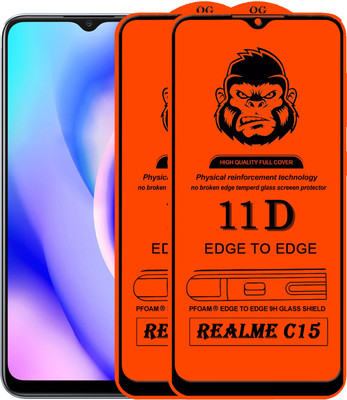 Xester Edge To Edge Tempered Glass for REALME C15(Pack of 2)