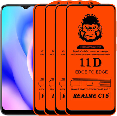 HQ Protection Edge To Edge Tempered Glass for REALME C15(Pack of 4)