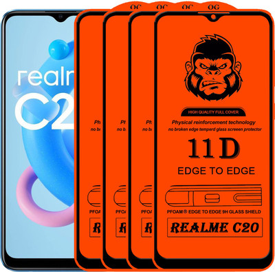HQ Protection Edge To Edge Tempered Glass for REALME C20(Pack of 4)