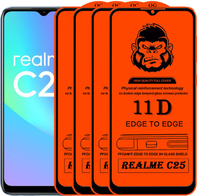HQ Protection Edge To Edge Tempered Glass for REALME C25(Pack of 4)