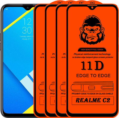 Xester Edge To Edge Tempered Glass for REALME C2(Pack of 4)