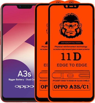 HQ Protection Edge To Edge Tempered Glass for Oppo A3s(Pack of 2)