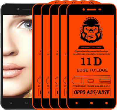 XRENGTH Edge To Edge Tempered Glass for Oppo A37(Pack of 5)