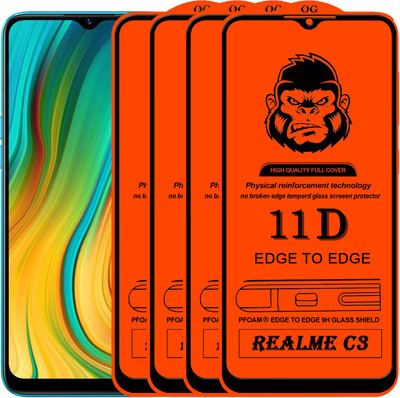 HQ Protection Edge To Edge Tempered Glass for REALME C3(Pack of 4)