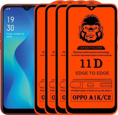 HQ Protection Edge To Edge Tempered Glass for OPPO A1K(Pack of 4)