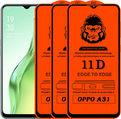 Xester Edge To Edge Tempered Glass for OPPO A31(Pack of 3)