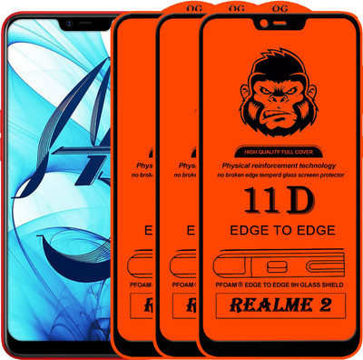HQ Protection Edge To Edge Tempered Glass for Realme 2(Pack of 3)