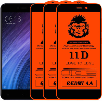 FIVE-O Edge To Edge Tempered Glass for Mi Redmi 4A(Pack of 3)