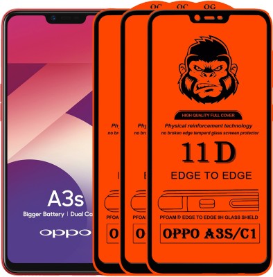 Rofix star Edge To Edge Tempered Glass for Oppo A3s(Pack of 3)