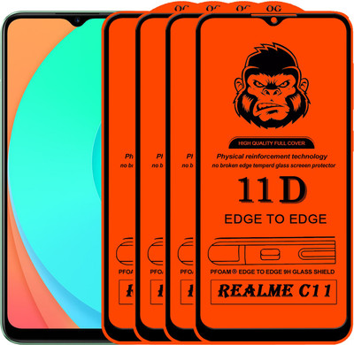 HQ Protection Edge To Edge Tempered Glass for REALME C11(Pack of 4)