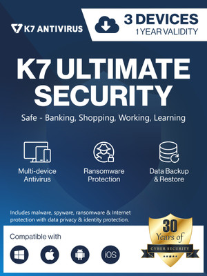 K7 Security Ultimate Security 3 User 1 Year(Voucher)