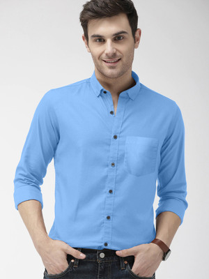 Refresh Men Solid Formal Blue Shirt