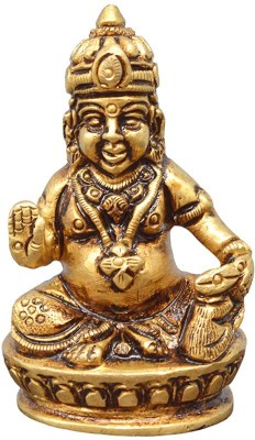 Kalarambh Shree Kuber Idol Murti Statue Sitting Home Office Temple Mandir Pooja Puja Room | Yellow – 1.2 x 1 x 2 Inch (L x W x H) Decorative Showpiece  -  5.08 cm(Brass, Yellow)