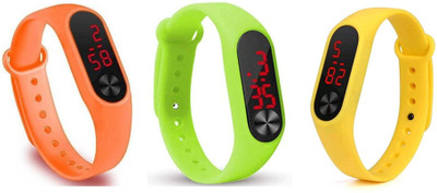 McLaren ML-234 M2 Digital Sports LED Band(Green, Orange, Yellow Strap, Size : Free Size)