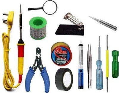Gilhot 25W Soldering Iron, Cutter, Solder Wire, Iron Stand, Paste Flux, Tweezer, Desoldering Pump, Tester, Bit, Magnifying Glass, Tape, Screw Driver Combo 25 W Simple(Conical Tip)