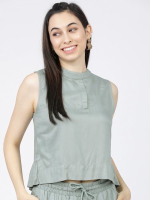 Tokyo Talkies Casual Solid Women Green Top