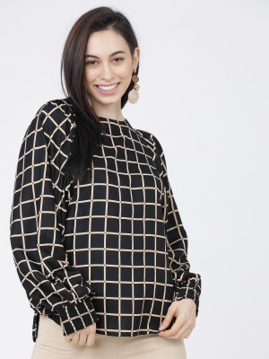 Tokyo Talkies Casual Checkered Women Black, Beige Top