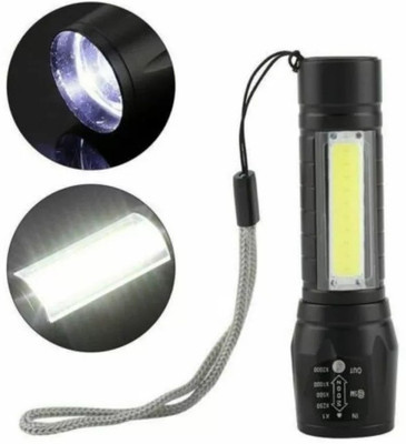 GLOWISH PORTABLE COB LED WATERPROOF TACTICAL USB RECHARGEABLE CAMPING LANTERN ZOOMABLE FOCUS LED Torch(Black, 9.3 cm, Rechargeable)