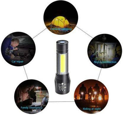 HASRU TORCH 3 MODES TORCH 5 hrs Torch Emergency Light(Black)