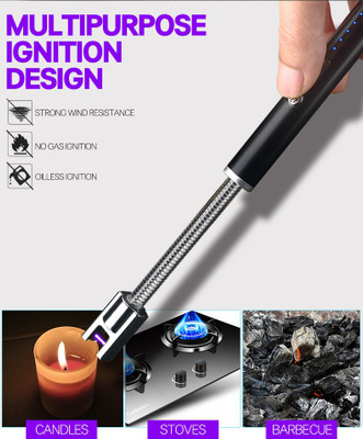 Aklin Boky Flexible Electric Kitchen USB LIGHTER Multi Function Flexible Electric Kitchen USB Plasma Arc Custom BBQ Lighter Cigarette Lighter(Black)