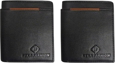 NEXA FASHION Men Casual Black Artificial Leather Wallet(3 Card Slots, Pack of 2)