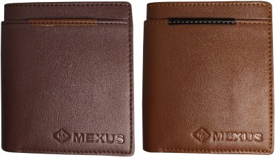 MEXUS Men Black, Tan Artificial Leather Wallet(3 Card Slots, Pack of 2)