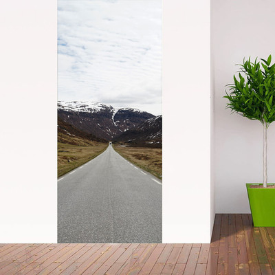 CVANU 77 cm Beautiful Scenery Path With Snow Mountain Self Adhesive Sticker(Pack of 1)