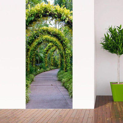 KREEPO 77 cm Greenery Leaf of Gallery Design A2 Self Adhesive Sticker(Pack of 2)