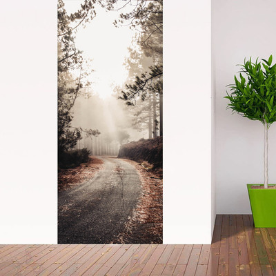 CVANU 77 cm Foggy Path in Forest Self Adhesive Sticker(Pack of 1)