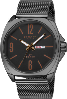 Strand By Obaku Strand By Obaku Douglas Charcoal Quartz Black Round Dial Men's Watch - S722GDBBMB Analog Watch  - For Men