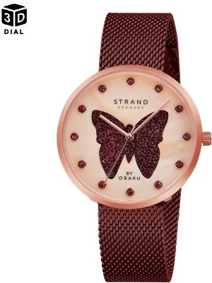 Strand By Obaku Strand By Obaku Sparkling Butterfly
 Quartz Rose Gold Round Dial Women's Watch - S700LHVVMD-DBD Analog Watch  - For Women