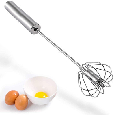 Leeonz Egg Whisk Hand Push Whisk Blender for Blending, Whisking, Beating & Stirring Stainless Steel Spiral Whisk