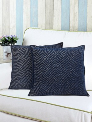 Saral Home Checkered Cushions Cover(Pack of 2, 40 cm*40 cm, Dark Blue)