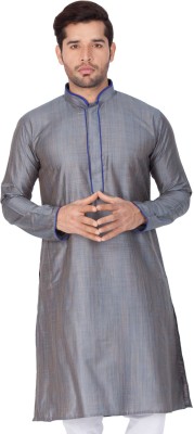 VASTRAMAY Men Self Design Straight Kurta(Grey)