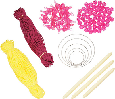 PUSHPA CREATION Macrame Cord ,Beads,Bells,Rings Craft Set