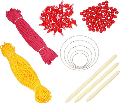 PUSHPA CREATION Macrame Cord ,Beads,Bells,Rings Craft Set