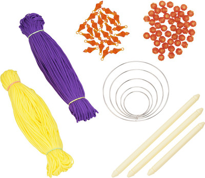 PUSHPA CREATION Macrame Cord ,Beads,Bells,Rings Craft Set