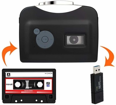 Microware Portable Cassette to MP3 Converter, Convert Cassette to MP3 via USB Disk MP3 Player(Black, 3.4 Display)