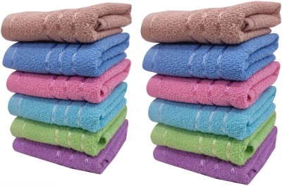 Xy Decor Cotton 400 GSM Hand Towel Set(Pack of 12)