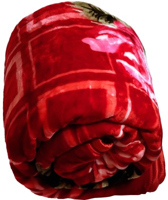 HOLYKRAFT Floral Double Mink Blanket for  Heavy Winter(Microfiber, Red)